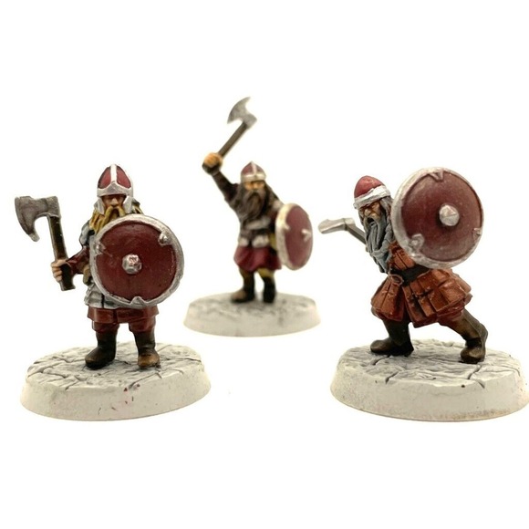 Dwarf Warriors 3 Painted Miniatures Fighter Cleric Guard Middle-Earth